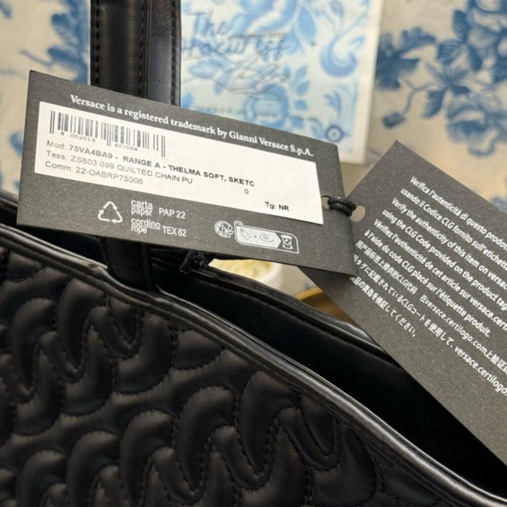 🆕 VERSACE JEANS COUTURE 🧿 NWT Black Thelma Tote Shopper + Scarf - Picture 5 of 16